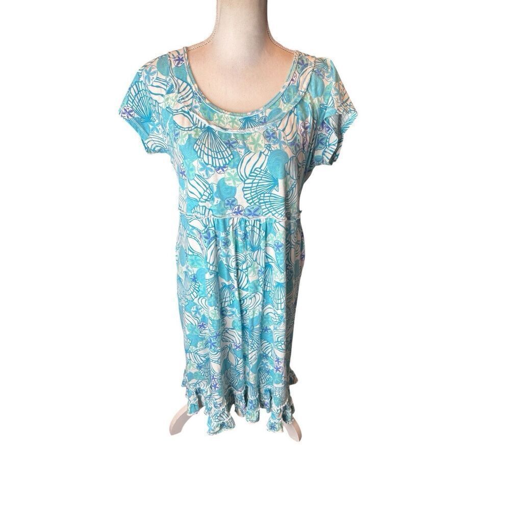 Fresh Produce Dress Womens M Floral Short Sleeves Midi Length Ruffles Cotton